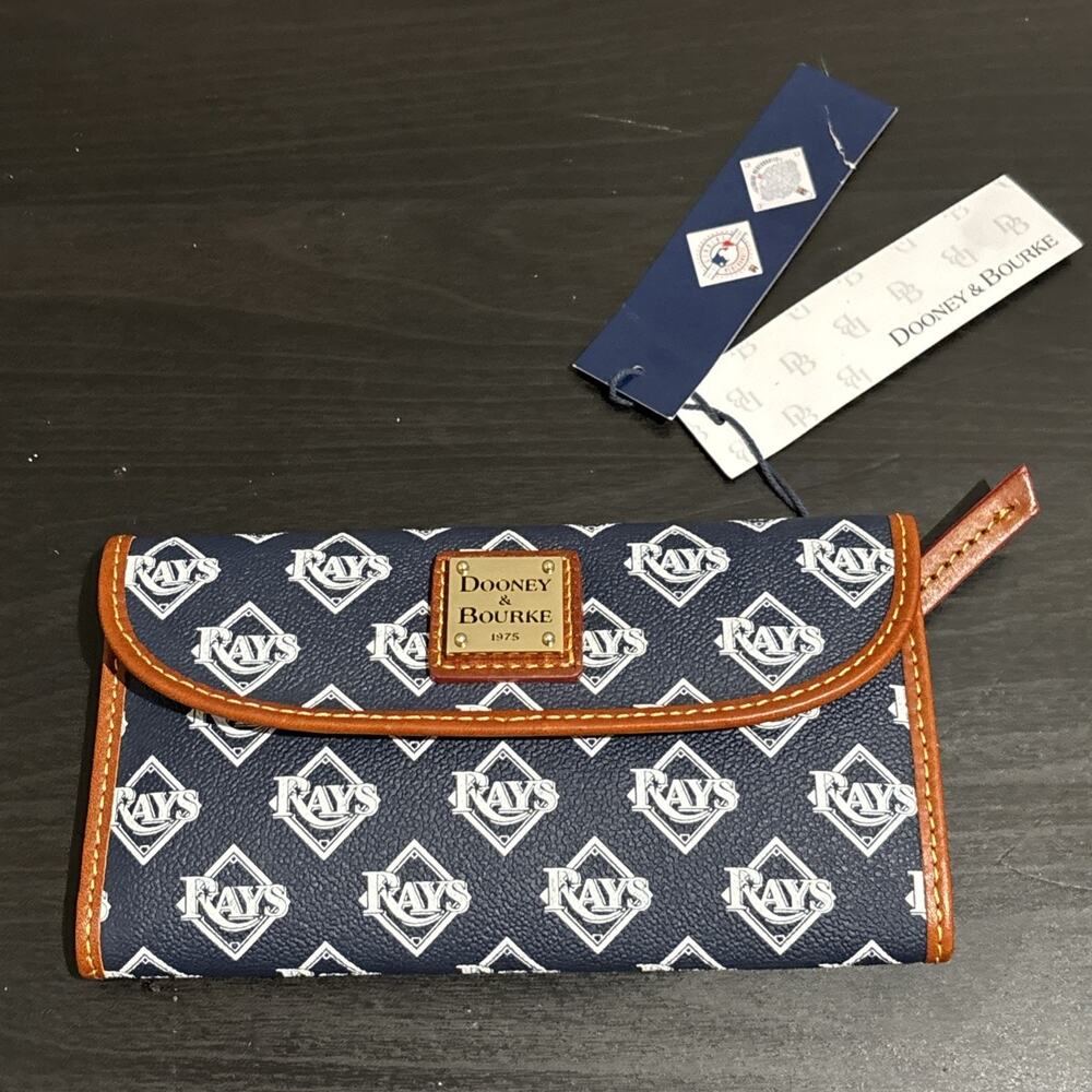 DOONEY & BOURKE MLB Tampa Bay RAYS Continental LOGO CANVAS LEATHER CLUTCH WALLET